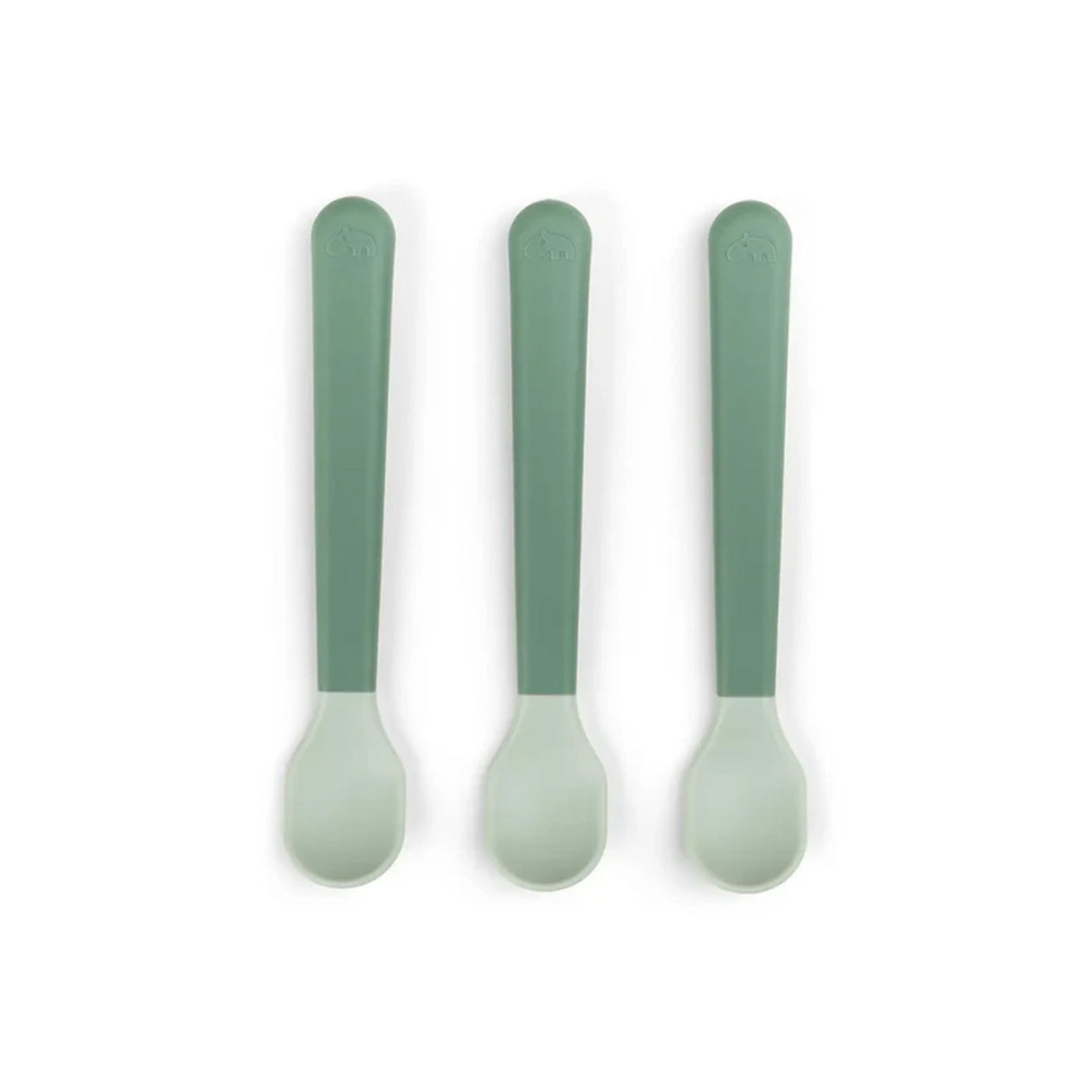 Set Foodie de 3 Cucharas de Fácil Agarre para Bebés - Verde | Done by deer