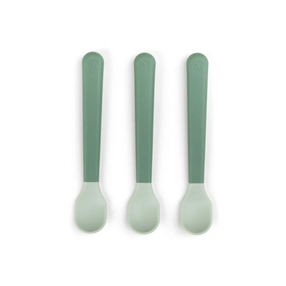 Set Foodie de 3 Cucharas de Fácil Agarre para Bebés - Verde | Done by deer