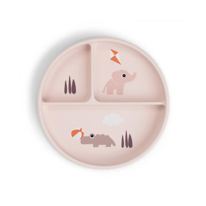 Plato con Compartimentos y Ventosa Playground - Rosa | Done by deer