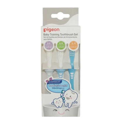 Set de Aprendizaje Cepillos Dentales 3 Pasos – Azul | Pigeon