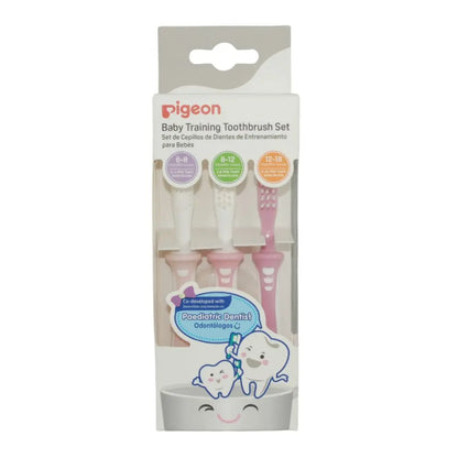Set de Aprendizaje Cepillos Dentales 3 Pasos – Rosado | Pigeon