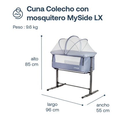Cuna Colecho MySide LX con Mosquitero  - Azul | Bebesit