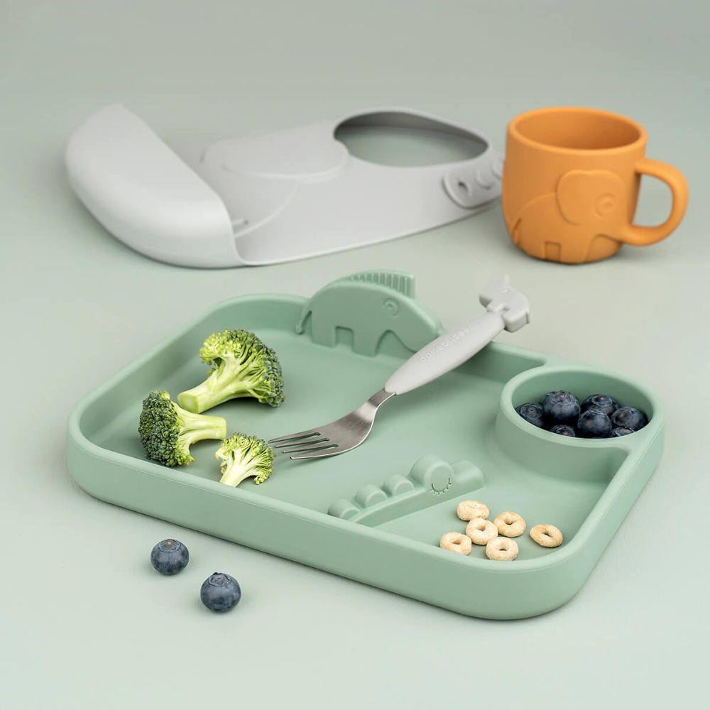 Plato con Compartimientos Peekaboo Deer Friends - Verde | Done by deer