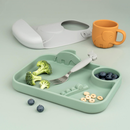 Plato con Compartimientos Peekaboo Deer Friends - Verde | Done by deer