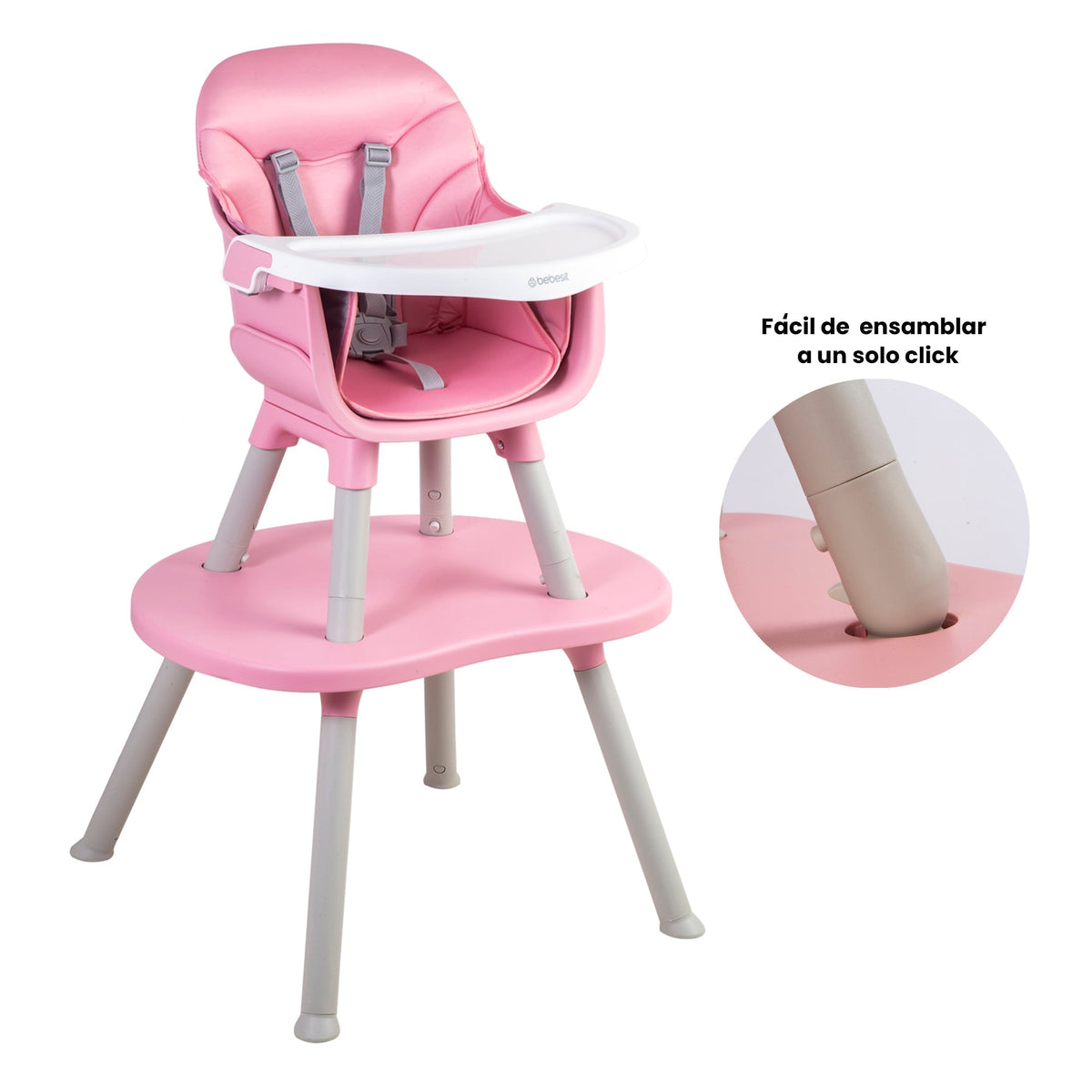 Silla de Comer Baby Desk 4 en 1 - Rosa | Bebesit