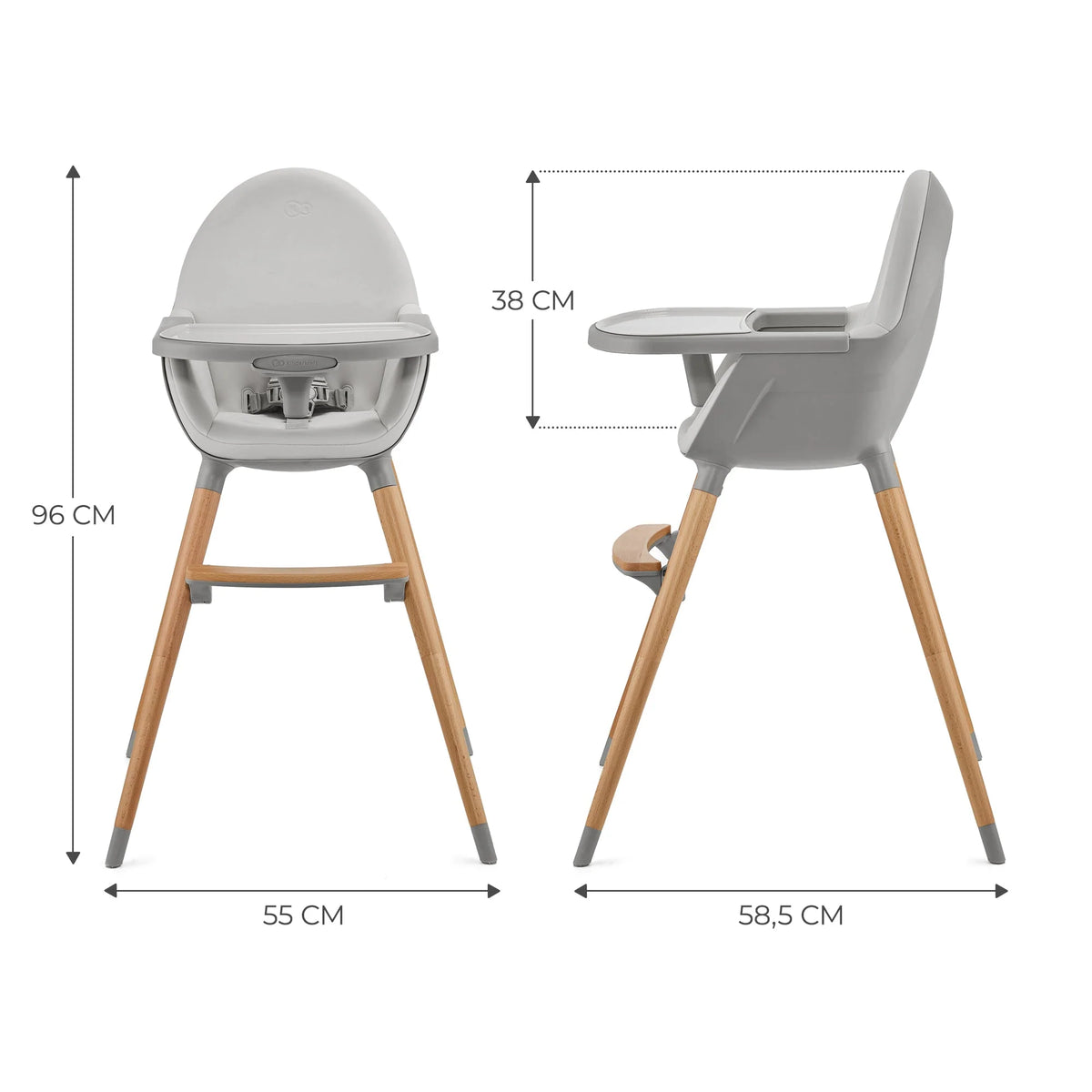Silla de Comer Fini 2 - Gris | Kinderkraft