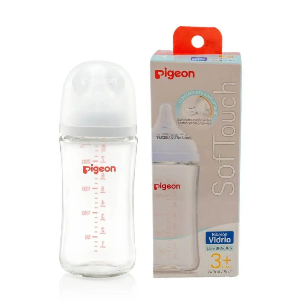 Mamadera Softouch Boca Ancha - Vidrio | Pigeon