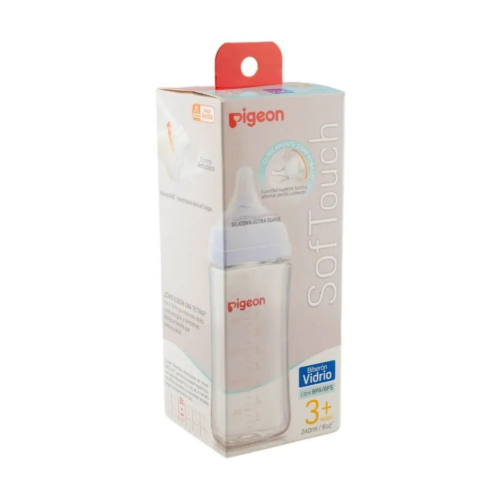 Mamadera Softouch Boca Ancha - Vidrio | Pigeon