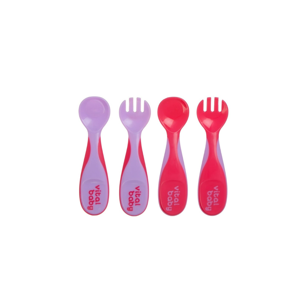 Set 4 Cubiertos Plásticos - Rosado y Morado | Vital Baby
