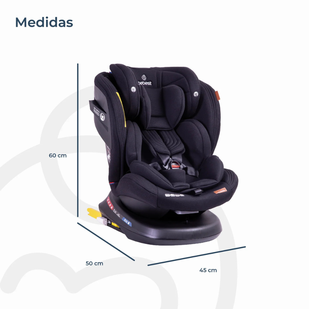 Silla de Auto Convertible Isofix Supra 360° Premium - Negro | Bebesit