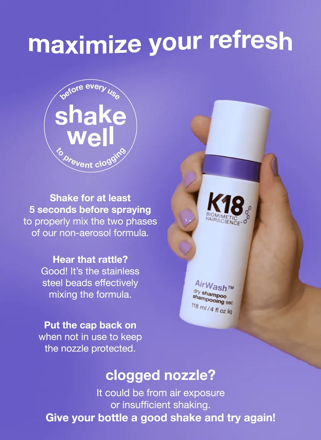 K18 AirWash™ Dry Shampoo 118ml