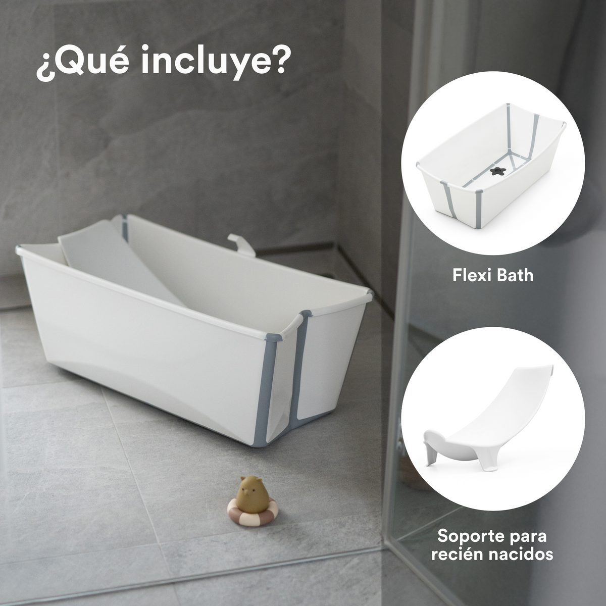 Pack Tina Plegable Flexi Bath® con Soporte para Recién Nacido - Verde Transparente | Stokke