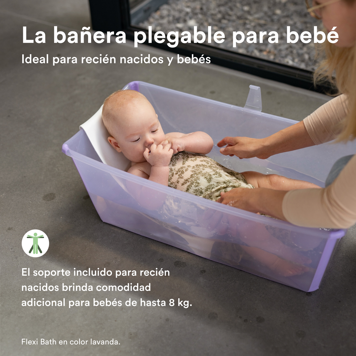 Pack Tina Plegable Flexi Bath® con Soporte para Recién Nacido - Verde Transparente | Stokke