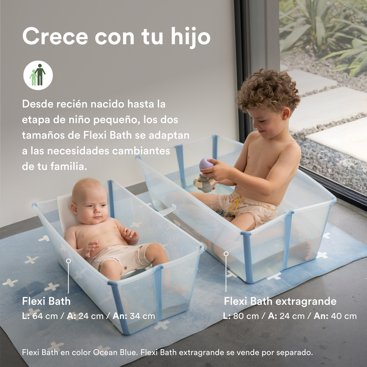 Pack Tina Plegable Flexi Bath® con Soporte para Recién Nacido - Verde Transparente | Stokke