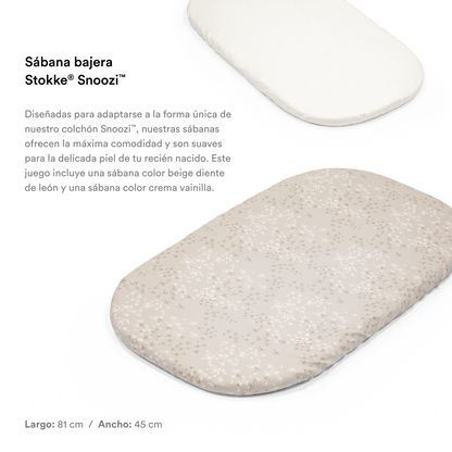 Pack de 2 Sábanas Bajeras para Moisés Snoozi™ - Beige y Vainilla | Stokke