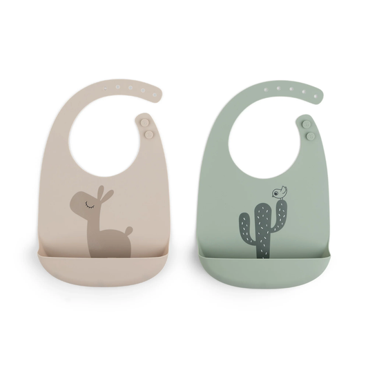 Lalee Silicone Bib Set Sand and Green