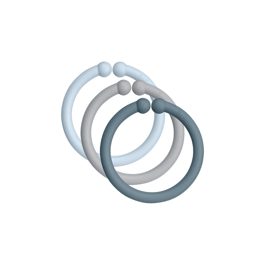 Pack de 12 Anillos Desmontables - Baby Blue, Cloud & Petrol | BIBS