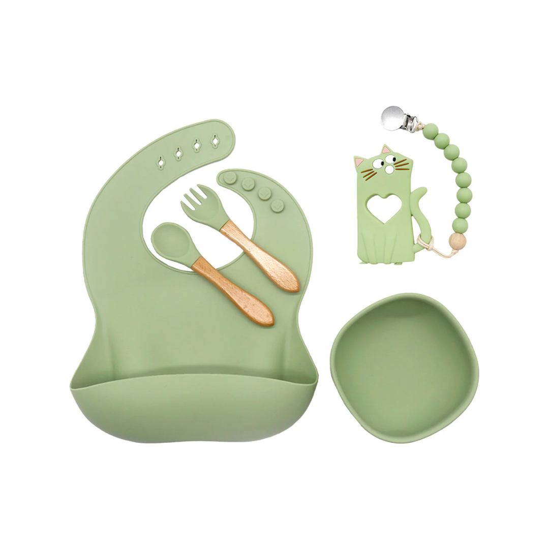 Set Alimentación March Silicona - Verde | Bebesit