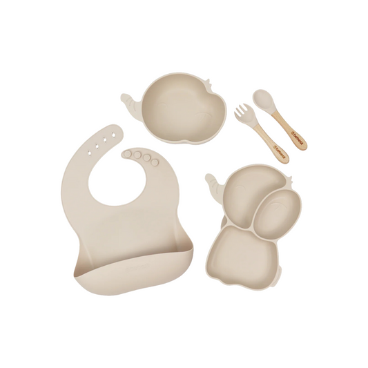 Set Alimentacion Elefante Silicona - Beige | Bebesit