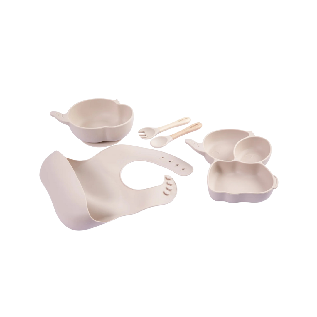 Set Alimentacion Elefante Silicona - Beige | Bebesit