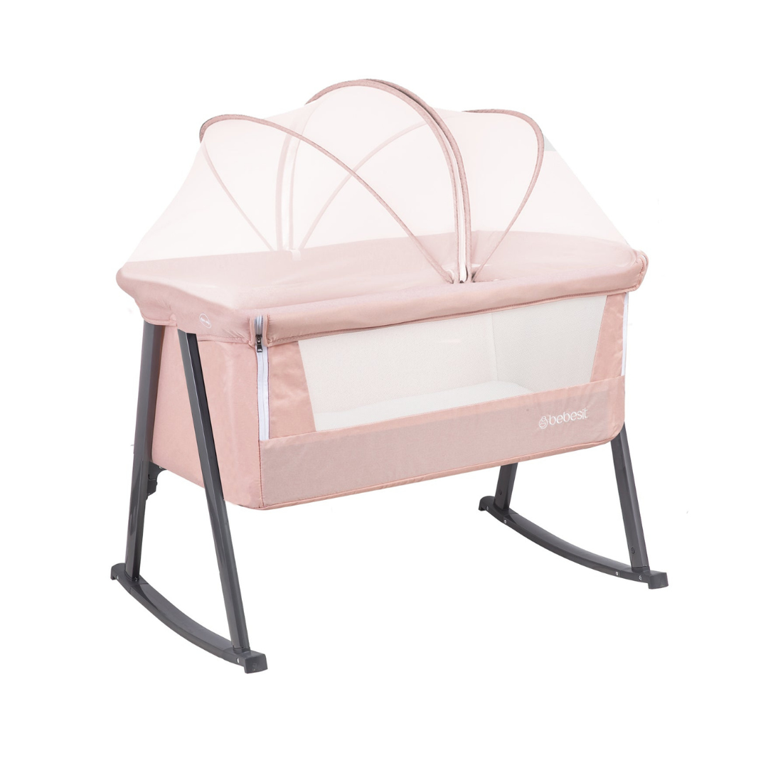 Cuna Moisés Balancín con Mosquitero - Rosa | Bebesit