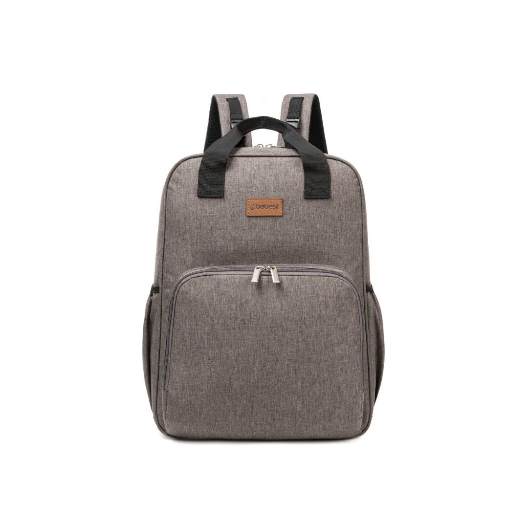 Mochila Maternal 3 en 1 Pañalera, Cuna y Mudador Portátil - Gris | Bebesit