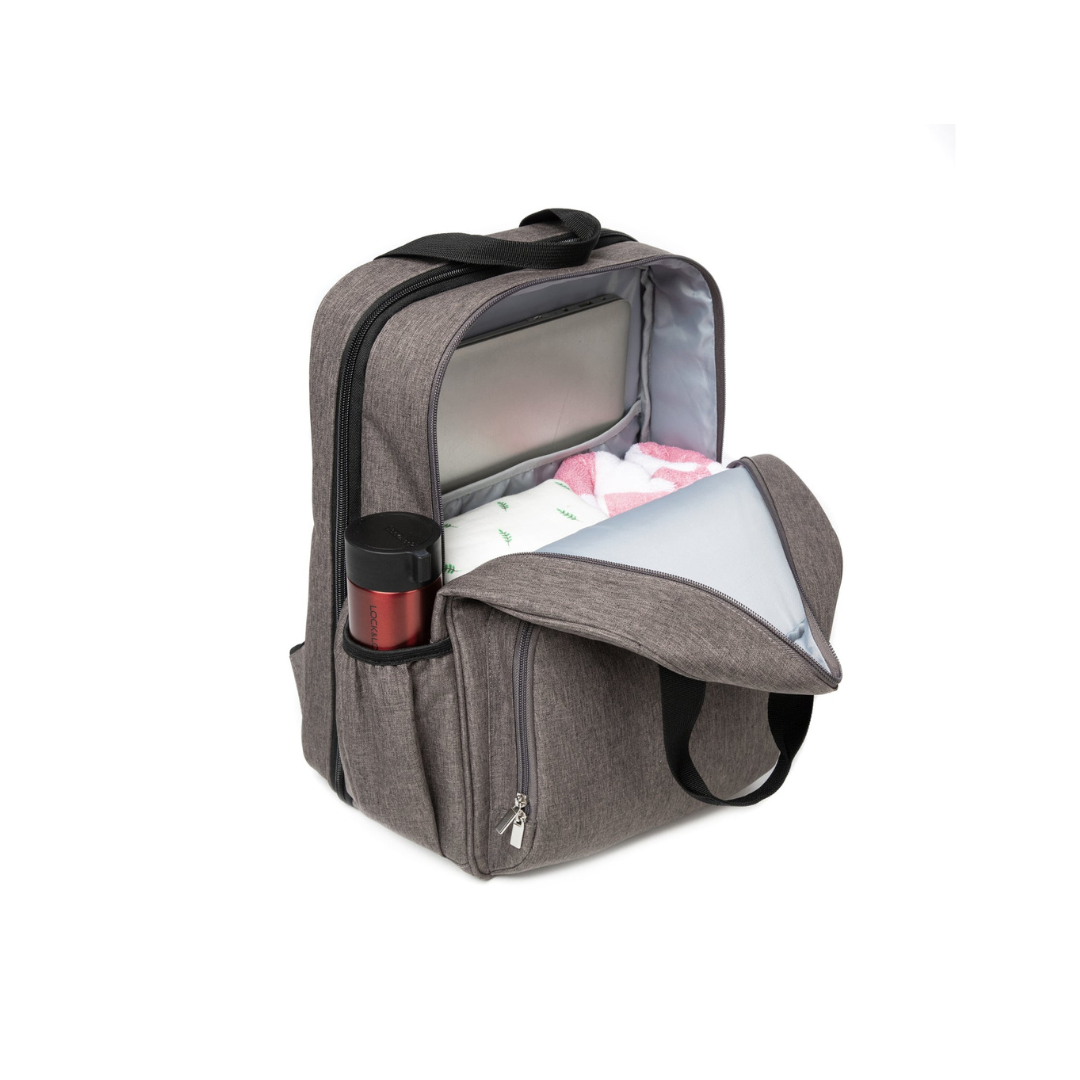 Mochila Maternal 3 en 1 Pañalera, Cuna y Mudador Portátil - Gris | Bebesit