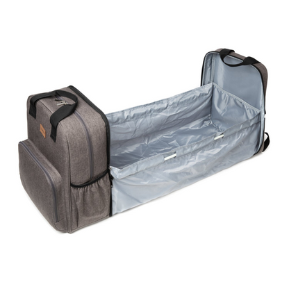 Mochila Maternal 3 en 1 Pañalera, Cuna y Mudador Portátil - Gris | Bebesit