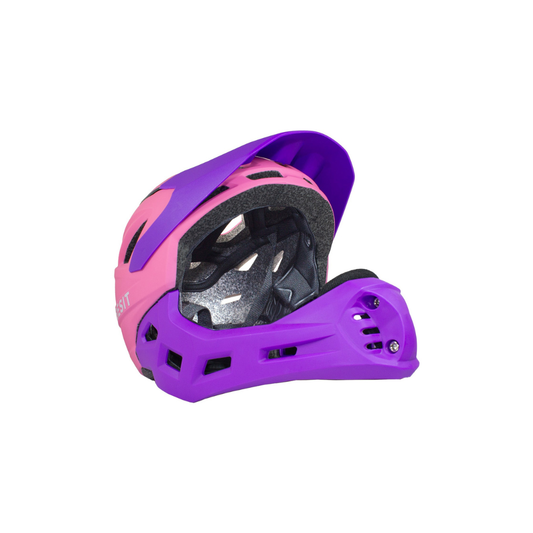 Casco Integral Moto Cross Bicicleta Rejilla Desmontable -Rosado/Morado | Bebesit