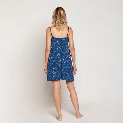 Camisa de Dormir y de Lactancia con Broche - Azul Estrellas | Nala Maternity