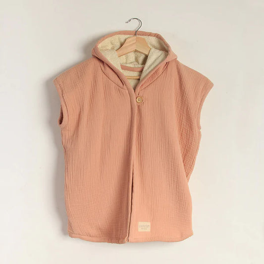 Organic Cotton Muslin Bath Cape - Rosewood