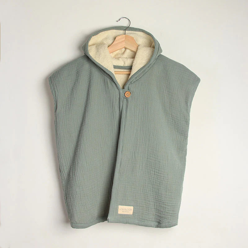 Organic Cotton Muslin Bath Cape - Green