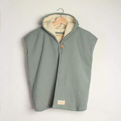 Organic Cotton Muslin Bath Cape - Green