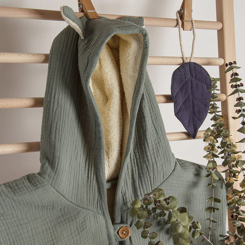 Organic Cotton Muslin Bath Cape - Green