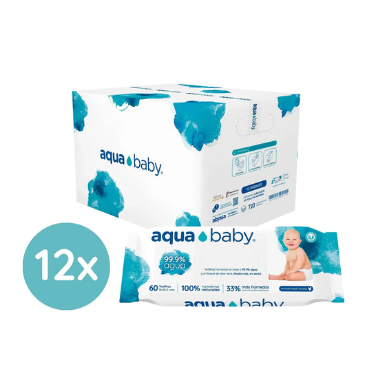 Toallitas Húmedas - Caja de 12 paquetes de 60 toallitas | Aqua Baby