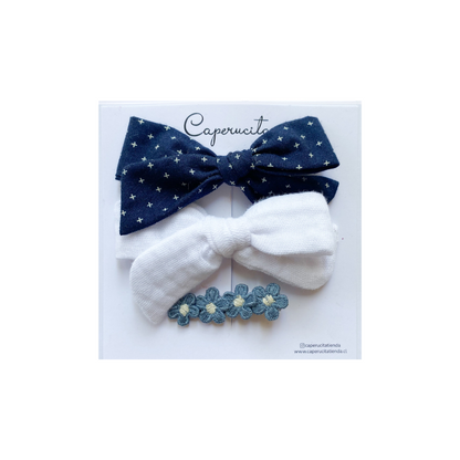 Set Margaritas y Clip Flores - Azul | Caperucita