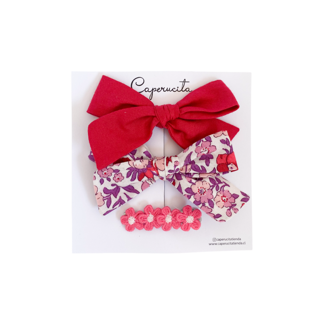 Set Margaritas y Clip Flores - Fuscia Oscuro | Caperucita