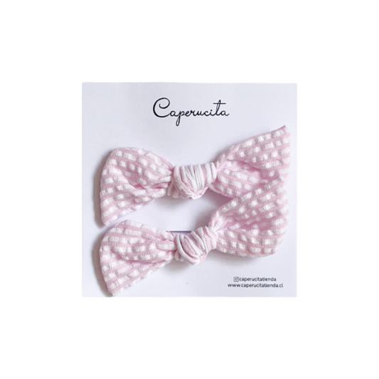 Set 2 Colet Orejitas de Oso - Tamaño S - Rayitas Rosadas | Caperucita
