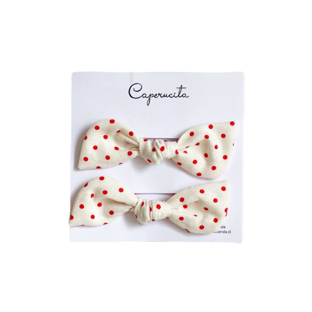 Set 2 Colet Orejitas de Oso - Tamaño S - Lunares Rojos | Caperucita
