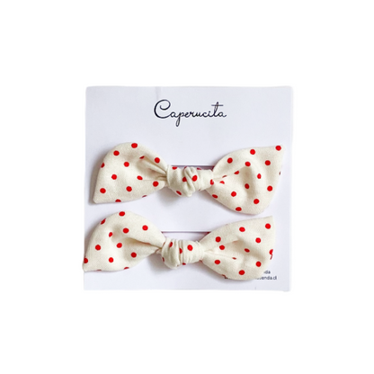 Set 2 Colet Orejitas de Oso - Tamaño S - Lunares Rojos | Caperucita