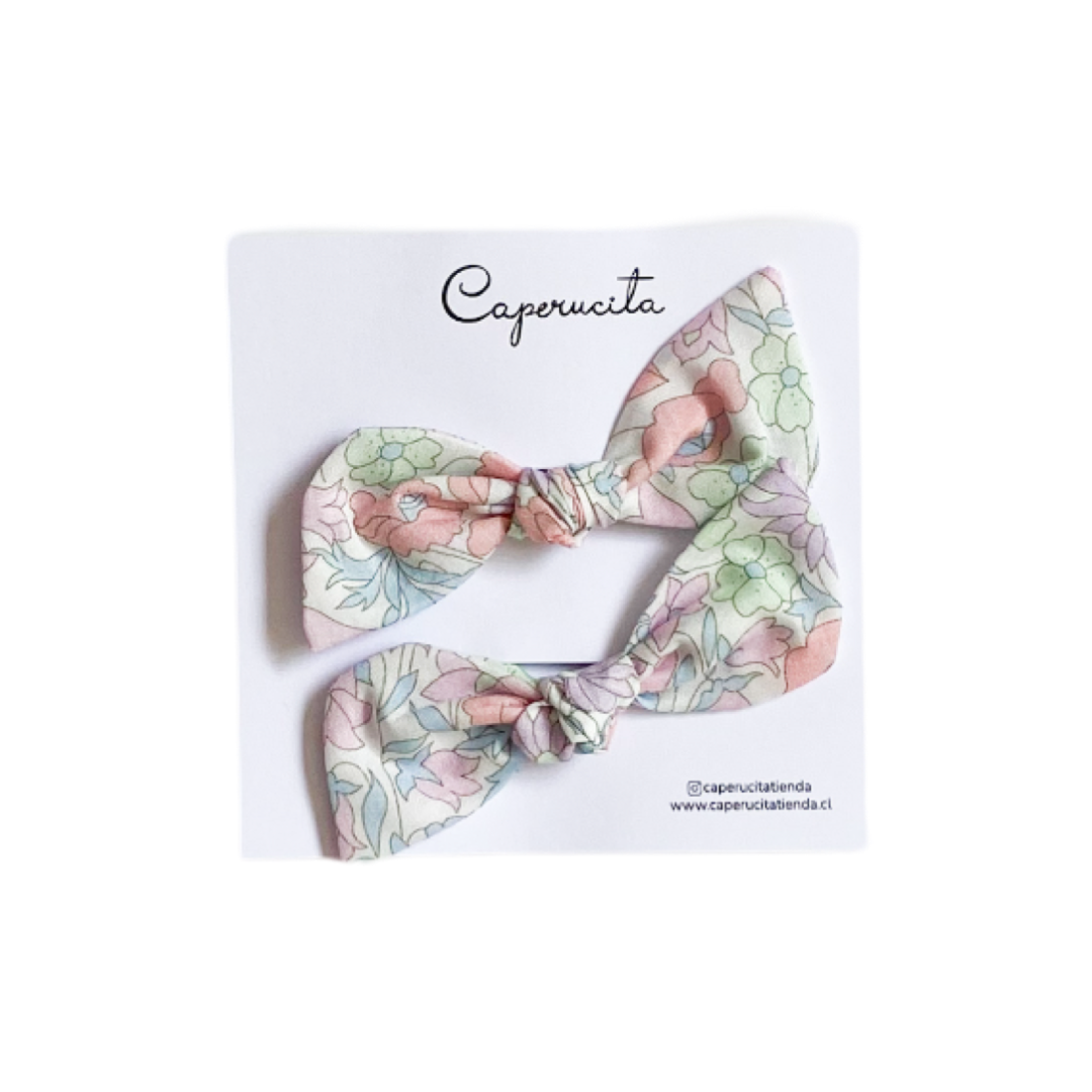Set 2 Colet Orejitas de Oso - Tamaño S - Flores Pastel | Caperucita