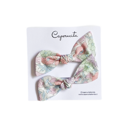 Set 2 Colet Orejitas de Oso - Tamaño S - Flores Pastel | Caperucita