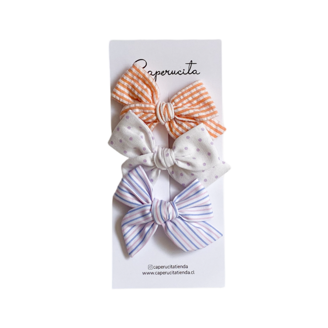 Set 3 Margaritas Chicas - Mix Rayas y Puntos | Caperucita