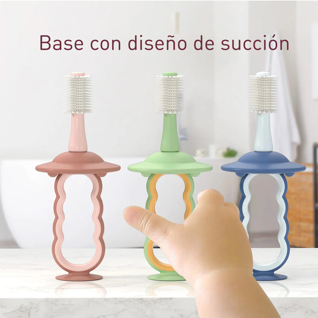 Cepillo Dental de Silicona para Bebé - Verde | MomCozy