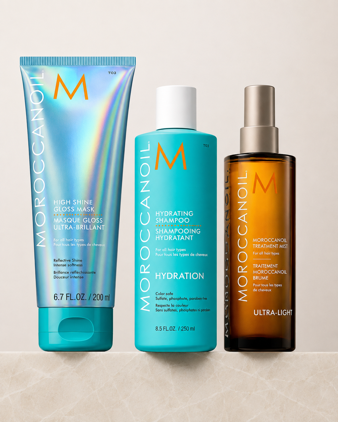 Moroccanoil Σετ Βασικών Προϊόντων Ενυδάτωσης & Έντονης Λάμψης