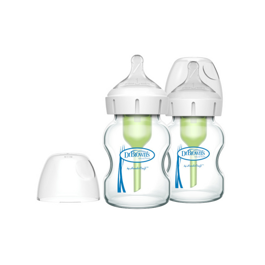 Pack de 2 Mamaderas de Vidrio Anticólicos Boca Ancha - 150ml | Dr. Brown's