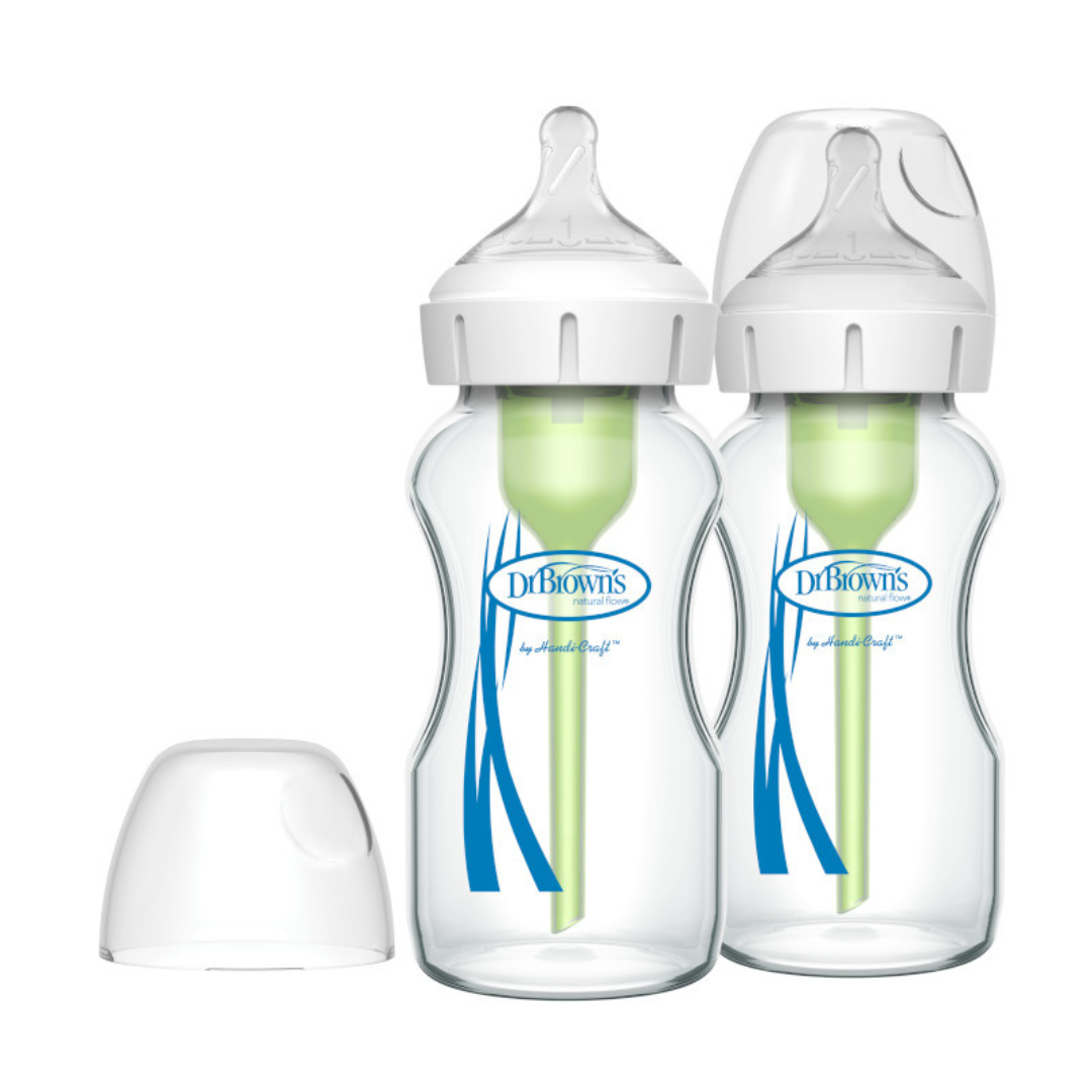 Pack de 2 Mamaderas de Vidrio Anticólicos Boca Ancha - 270ml | Dr. Brown's