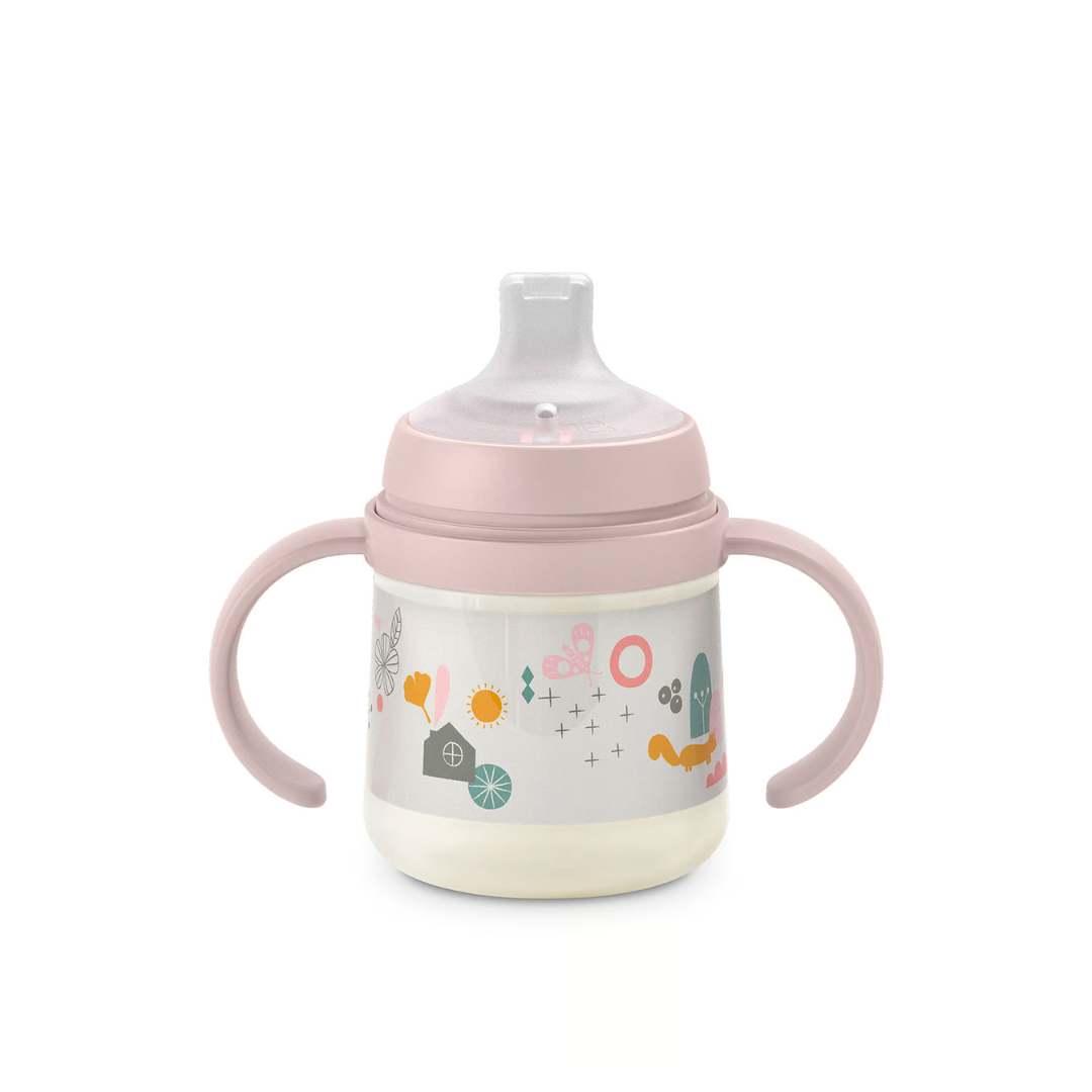 Vaso con Asas y Boquilla de Silicona - 150 ml - Rosado Walk | Suavinex