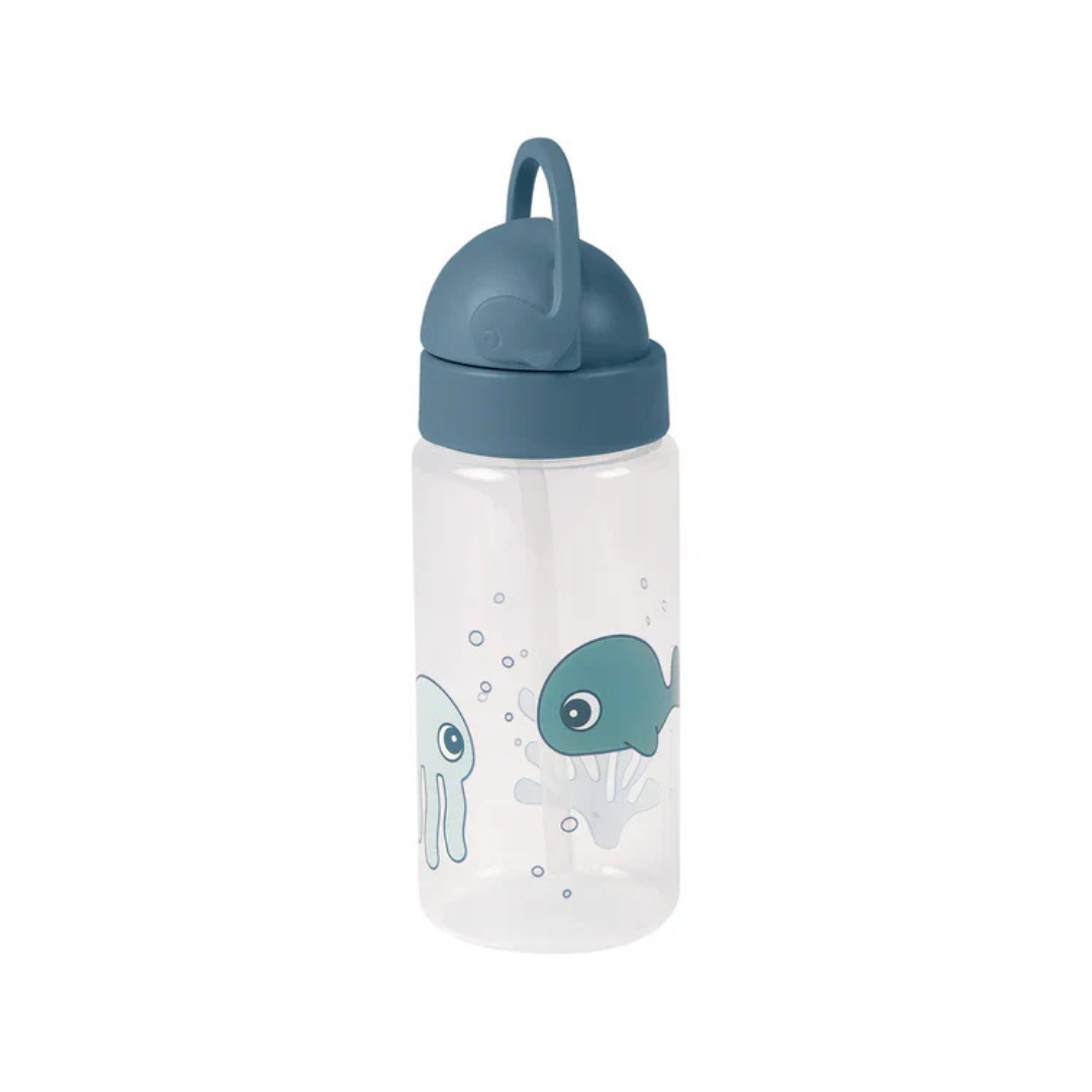 Botella con Bombilla Amigos del Mar 350ml - Azul | Done by deer