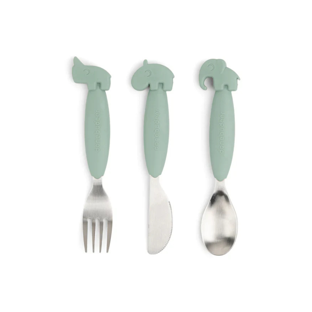 Set de Cubiertos Antideslizantes - Verde | Done by deer